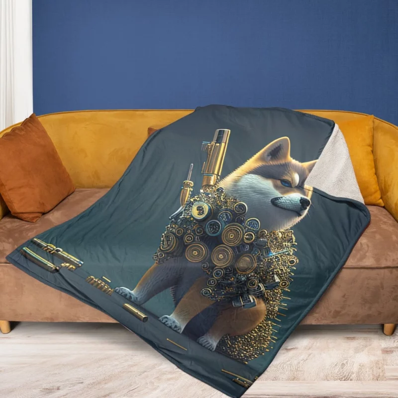 Gold Vest Dog Fleece Blanket 1