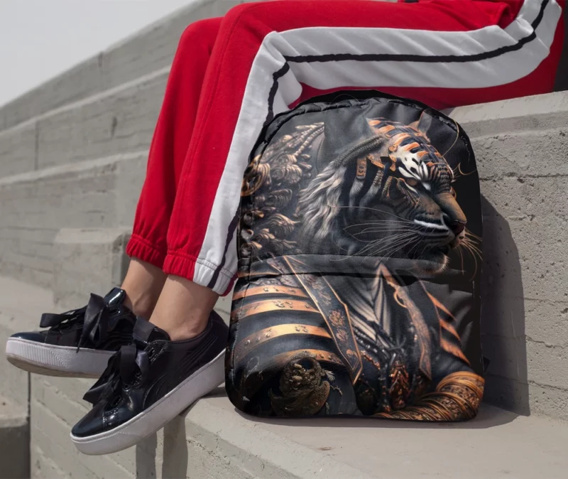 Golden Black Tiger Statue Backpack 1