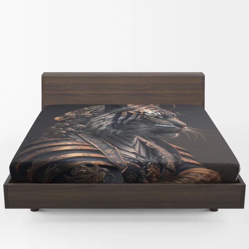 Golden Black Tiger Statue Fitted Sheet 1