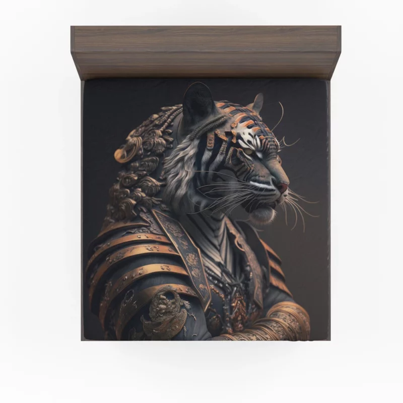 Golden Black Tiger Statue Fitted Sheet