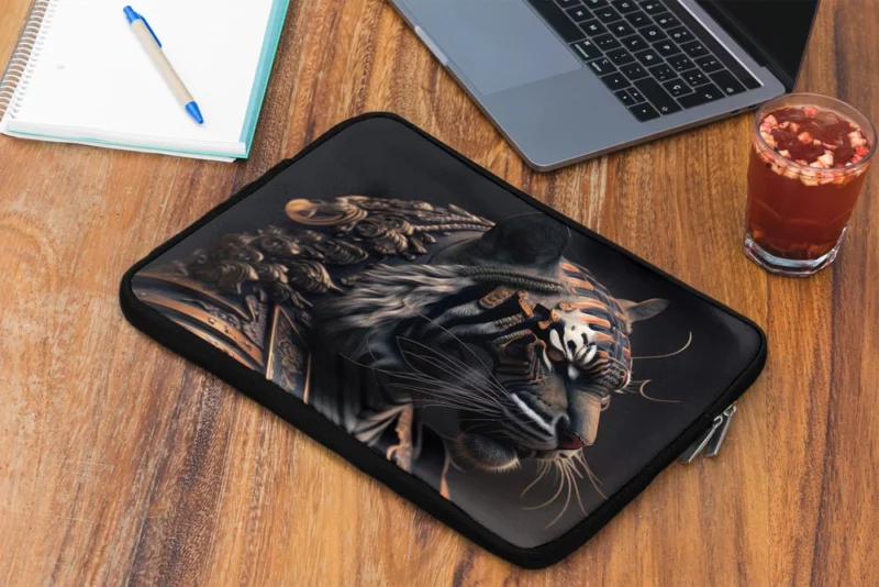 Golden Black Tiger Statue Laptop Sleeve 2