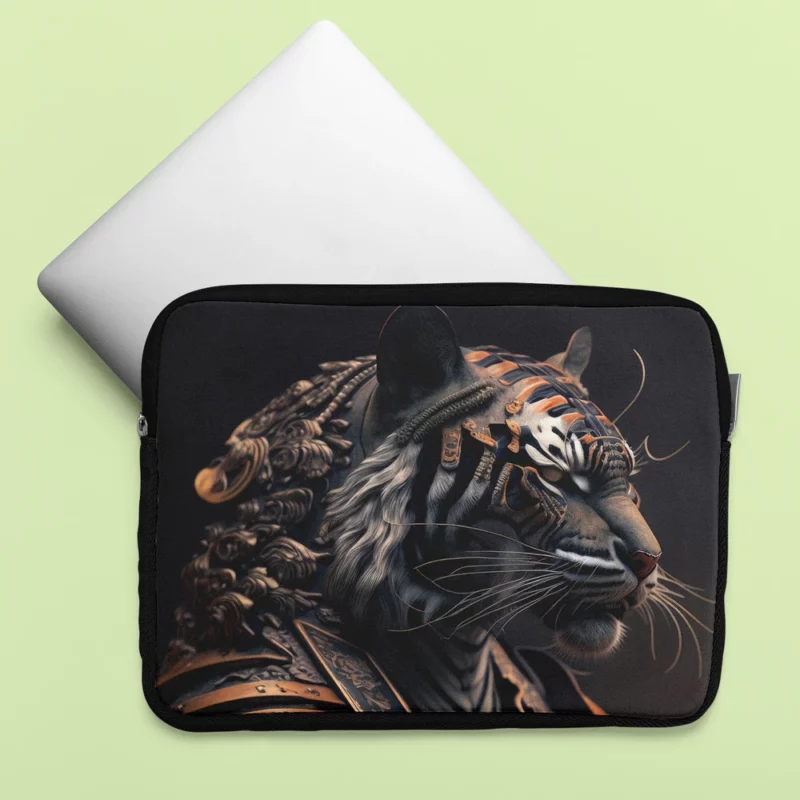 Golden Black Tiger Statue Laptop Sleeve