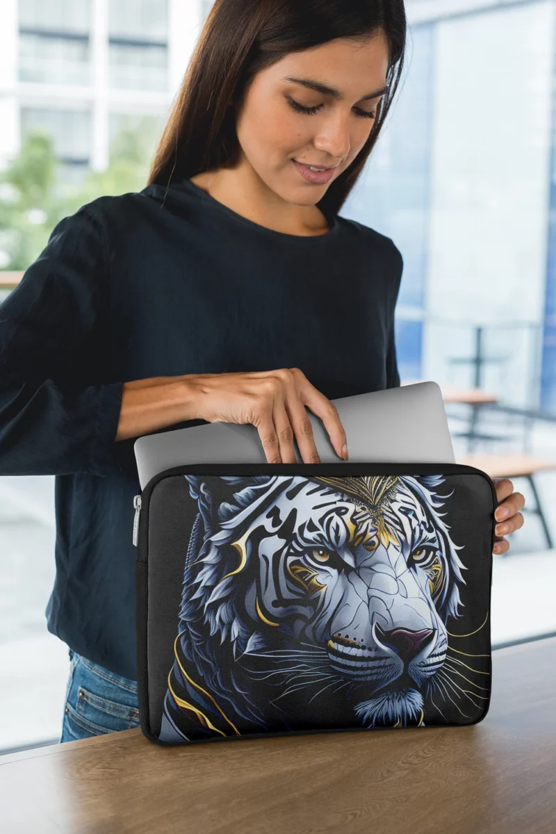 Golden Crowned White Tiger Laptop Sleeve 1