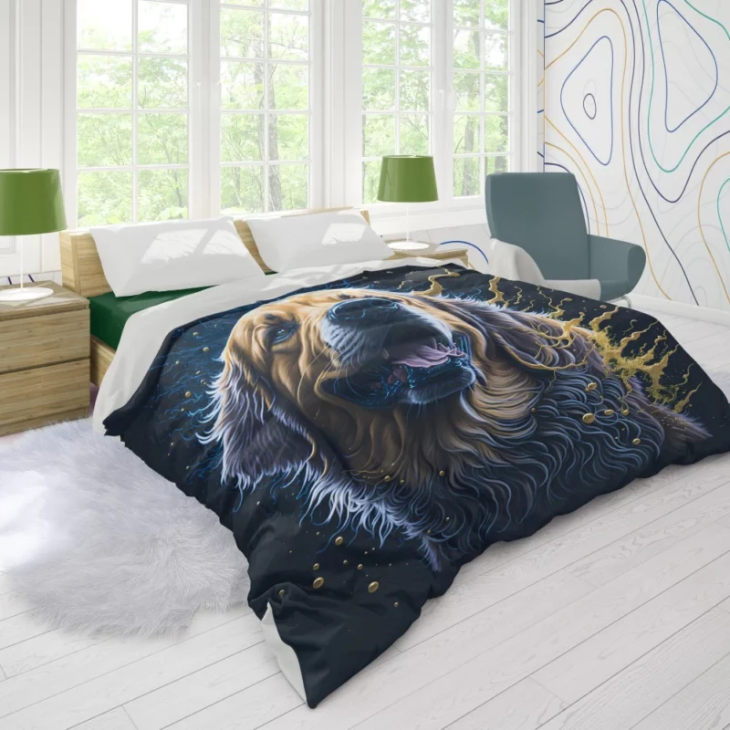 Golden Retriever Oil Painting Duvet Cover