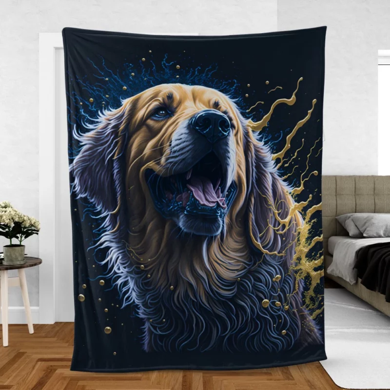 Golden Retriever Oil Painting Fleece Blanket