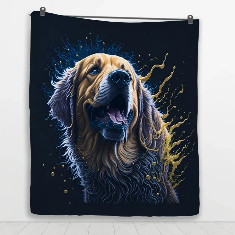 Golden Retriever Oil Painting Quilt Blanket 1