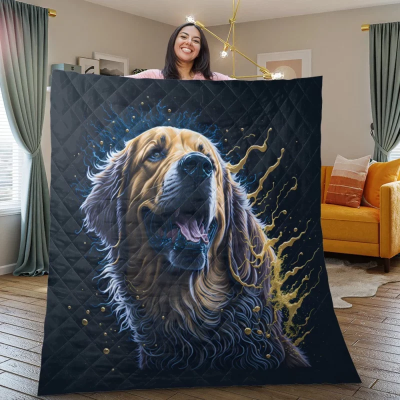 Golden Retriever Oil Painting Quilt Blanket