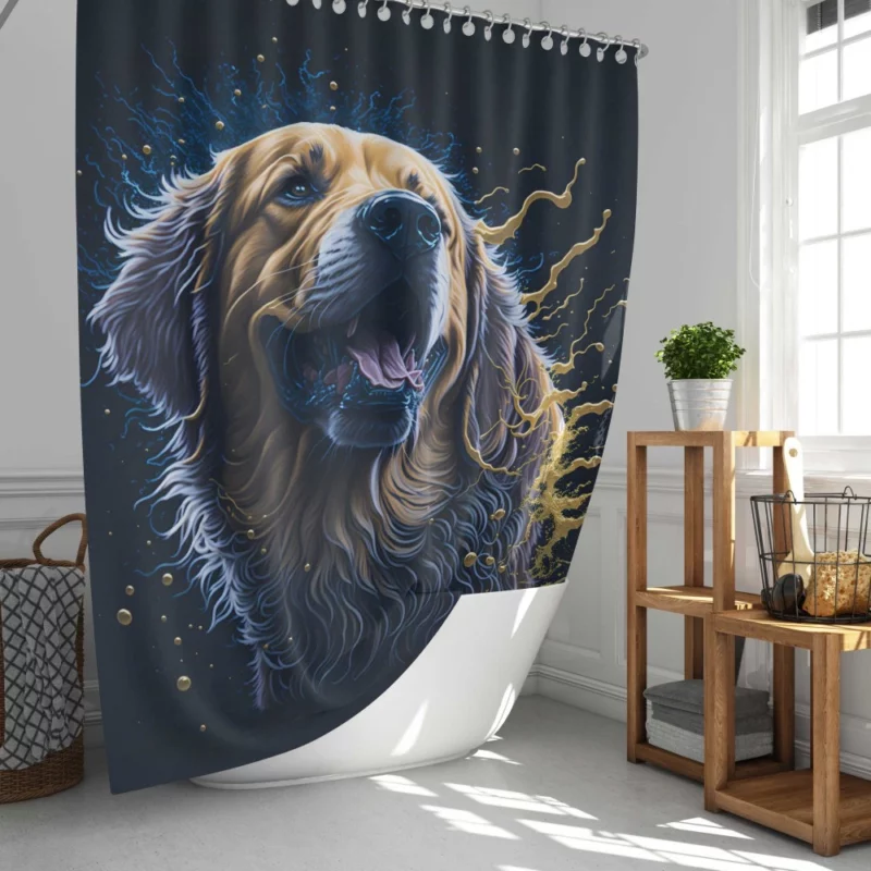 Golden Retriever Oil Painting Shower Curtain