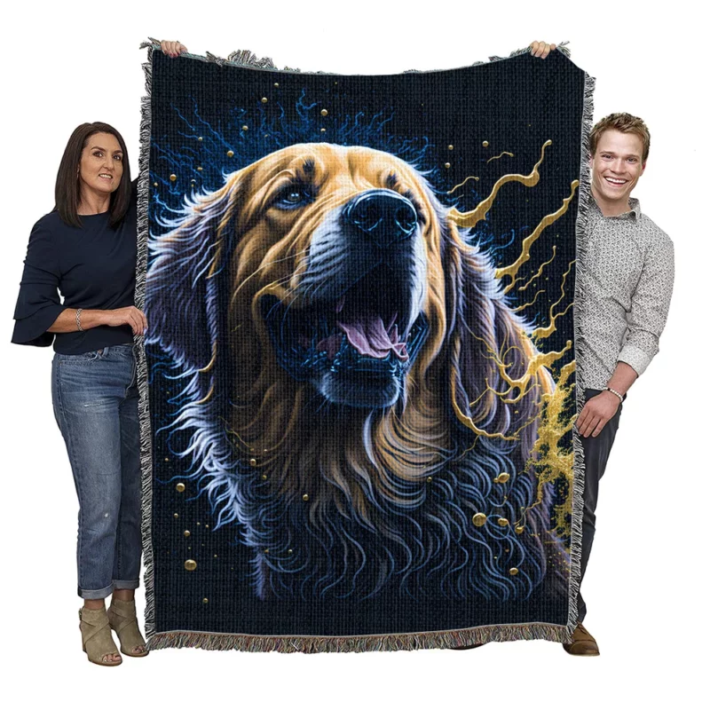 Golden Retriever Oil Painting Woven Blanket