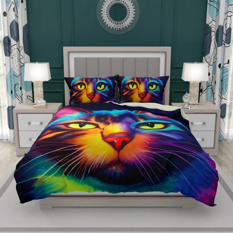 Gorgeous Cat Portrait in Watercolor Bedding Set 1