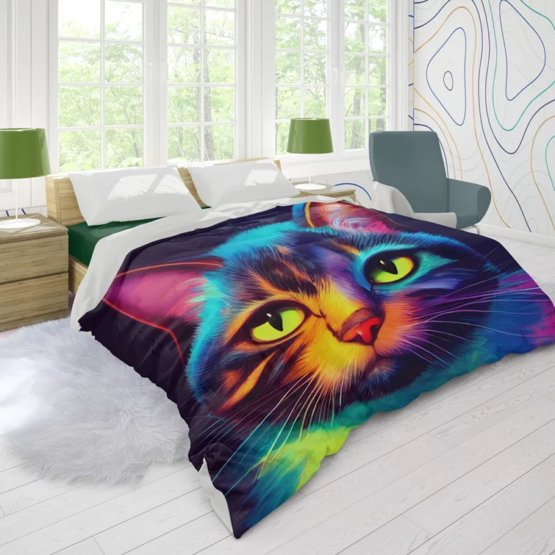 Gorgeous Cat Portrait in Watercolor Duvet Cover