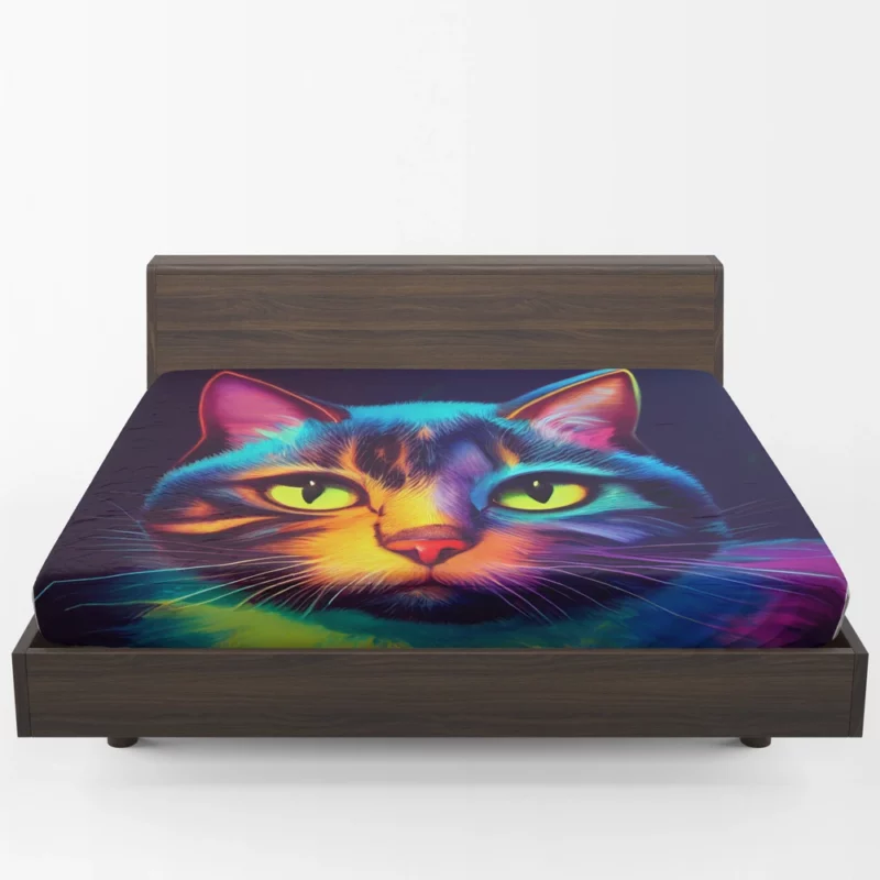 Gorgeous Cat Portrait in Watercolor Fitted Sheet 1