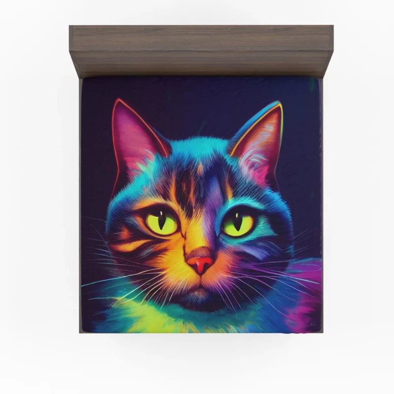 Gorgeous Cat Portrait in Watercolor Fitted Sheet