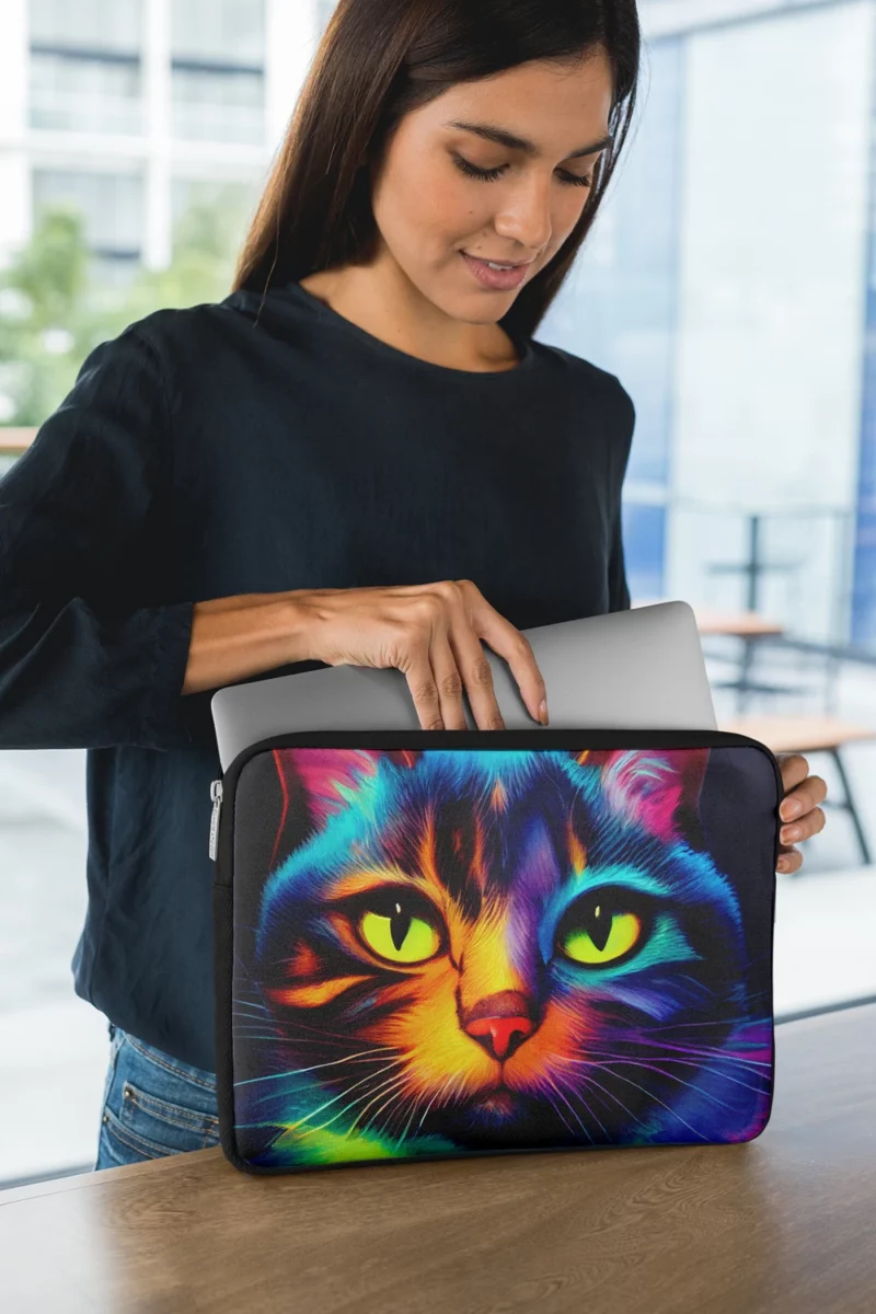 Gorgeous Cat Portrait in Watercolor Laptop Sleeve 1