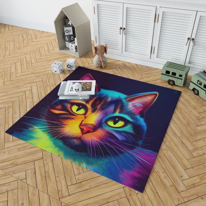 Gorgeous Cat Portrait in Watercolor Rug 1