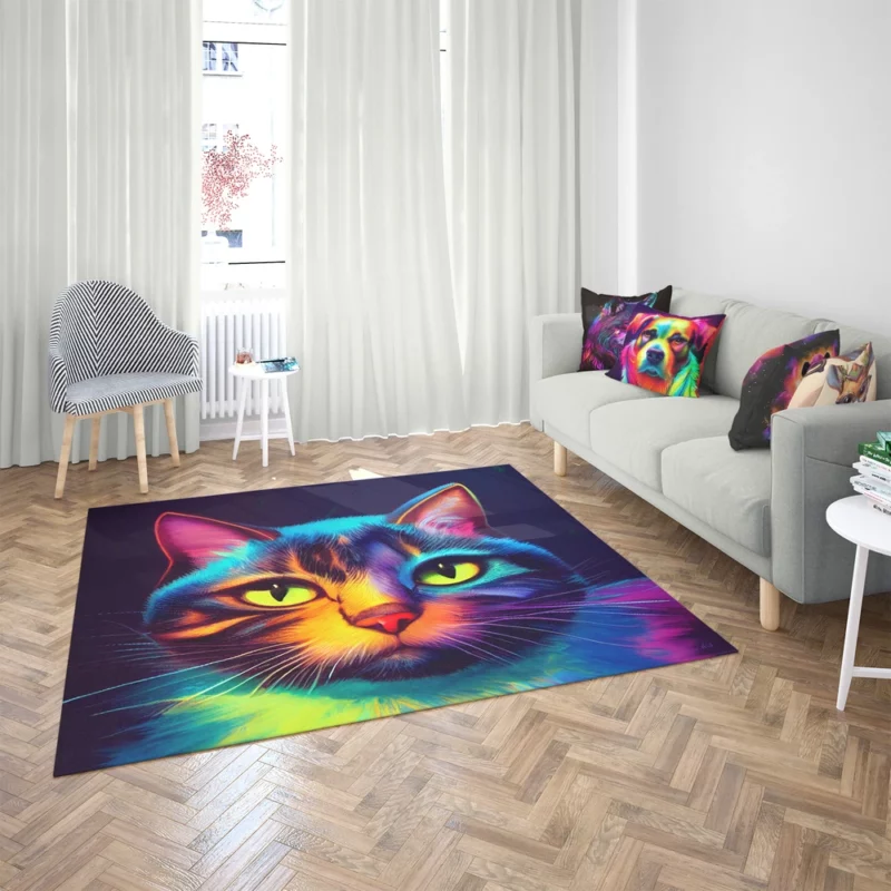 Gorgeous Cat Portrait in Watercolor Rug 2