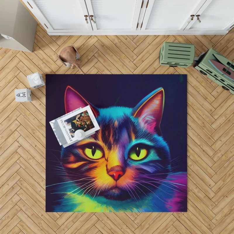 Gorgeous Cat Portrait in Watercolor Rug