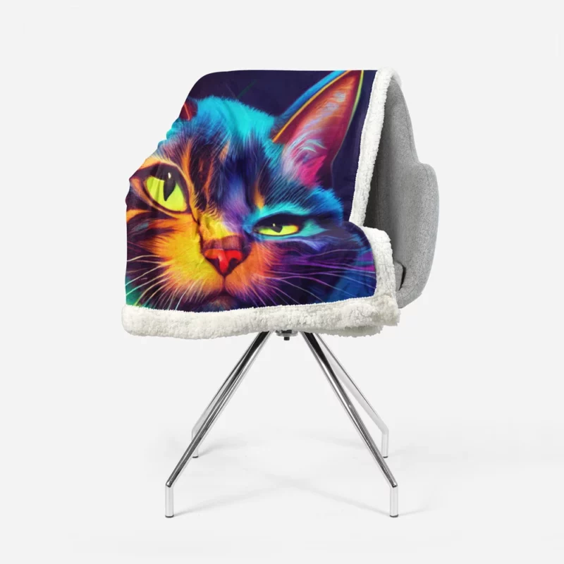 Gorgeous Cat Portrait in Watercolor Sherpa Fleece Blanket 1