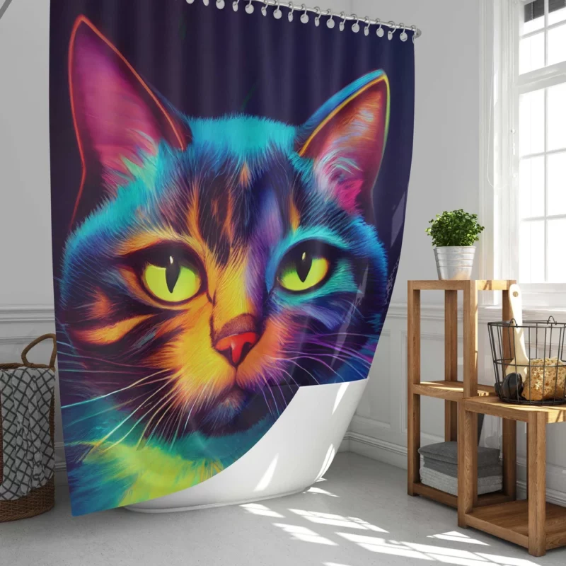 Gorgeous Cat Portrait in Watercolor Shower Curtain