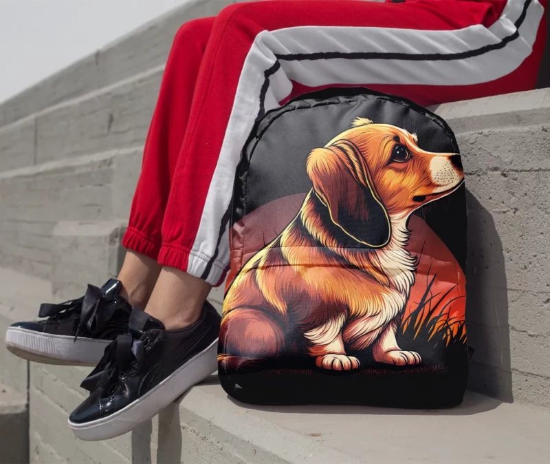 Gradient Cartoon Dog Art Print Backpack 1