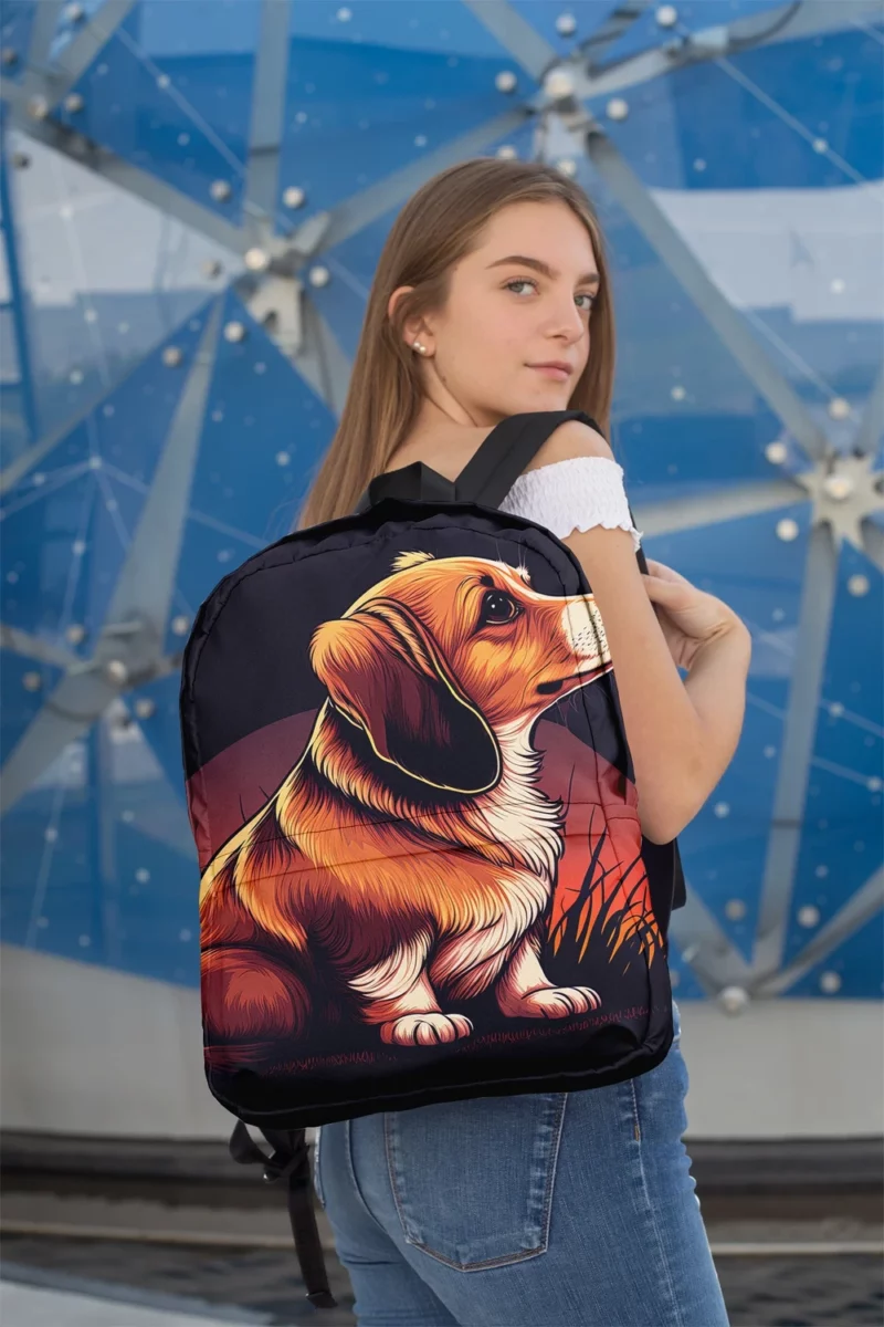 Gradient Cartoon Dog Art Print Backpack 2