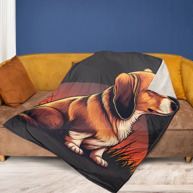 Gradient Cartoon Dog Art Print Fleece Blanket 1