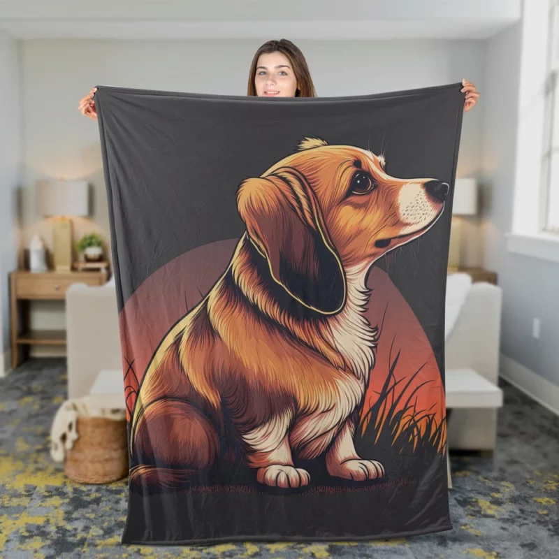Gradient Cartoon Dog Art Print Fleece Blanket 2