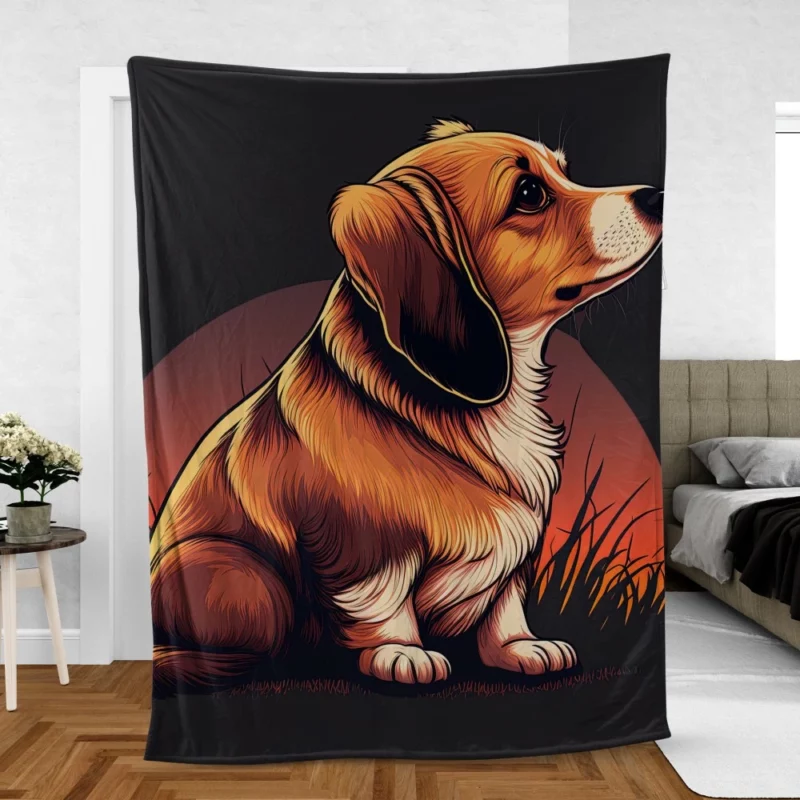 Gradient Cartoon Dog Art Print Fleece Blanket