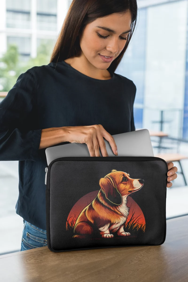 Gradient Cartoon Dog Art Print Laptop Sleeve 1
