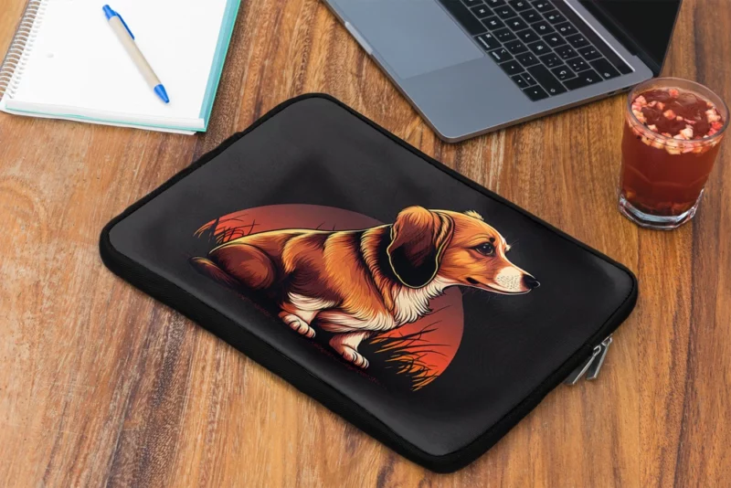 Gradient Cartoon Dog Art Print Laptop Sleeve 2