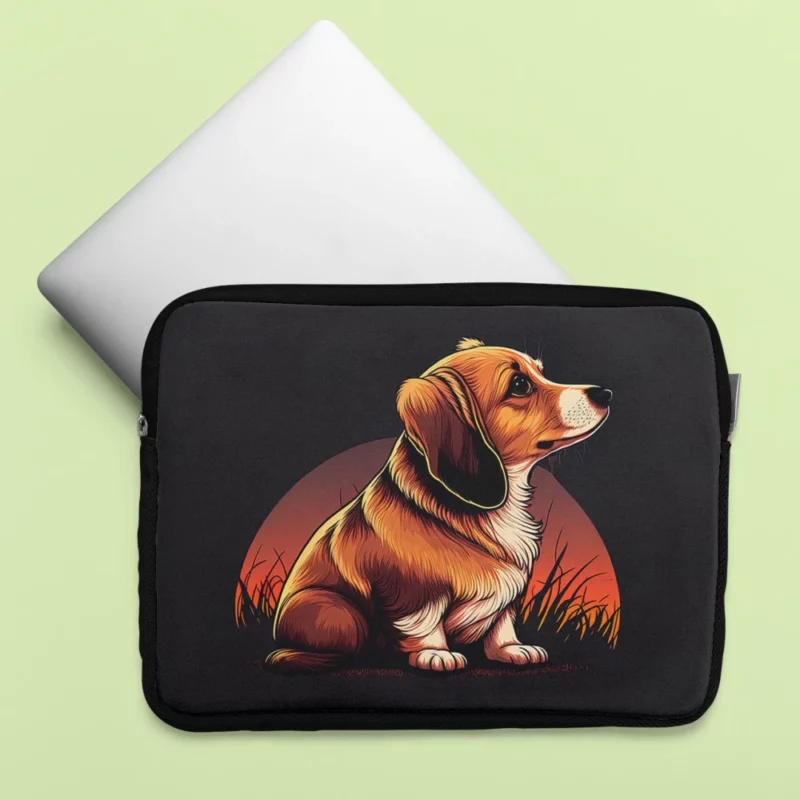 Gradient Cartoon Dog Art Print Laptop Sleeve