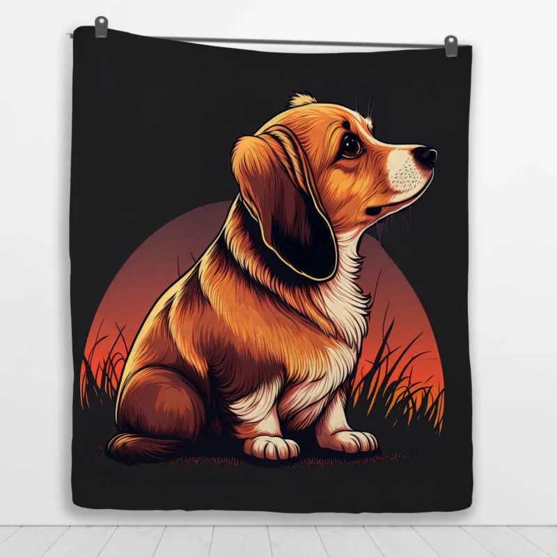 Gradient Cartoon Dog Art Print Quilt Blanket 1
