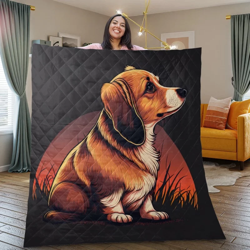 Gradient Cartoon Dog Art Print Quilt Blanket