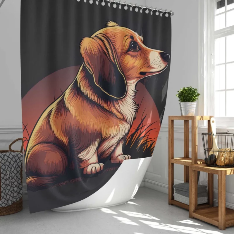 Gradient Cartoon Dog Art Print Shower Curtain
