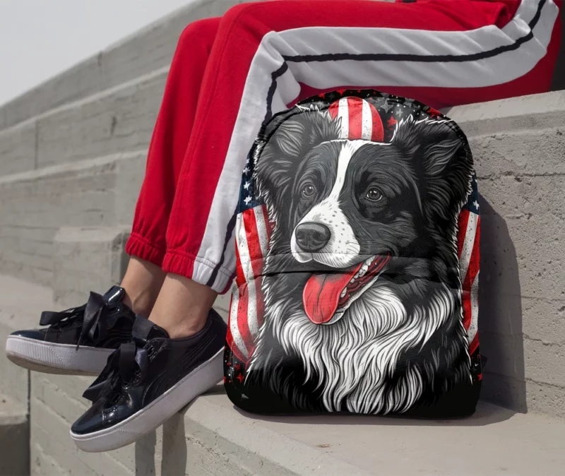 Gray Surface Border Collie Figurine Backpack 1