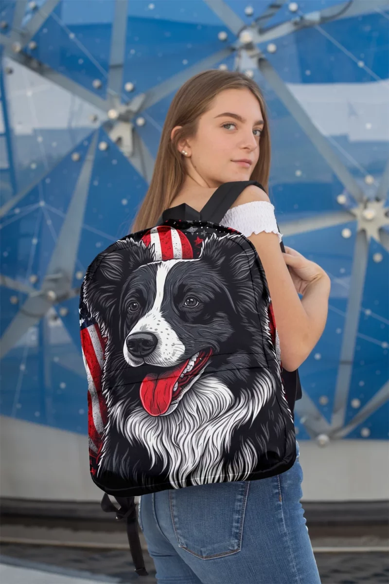 Gray Surface Border Collie Figurine Backpack 2