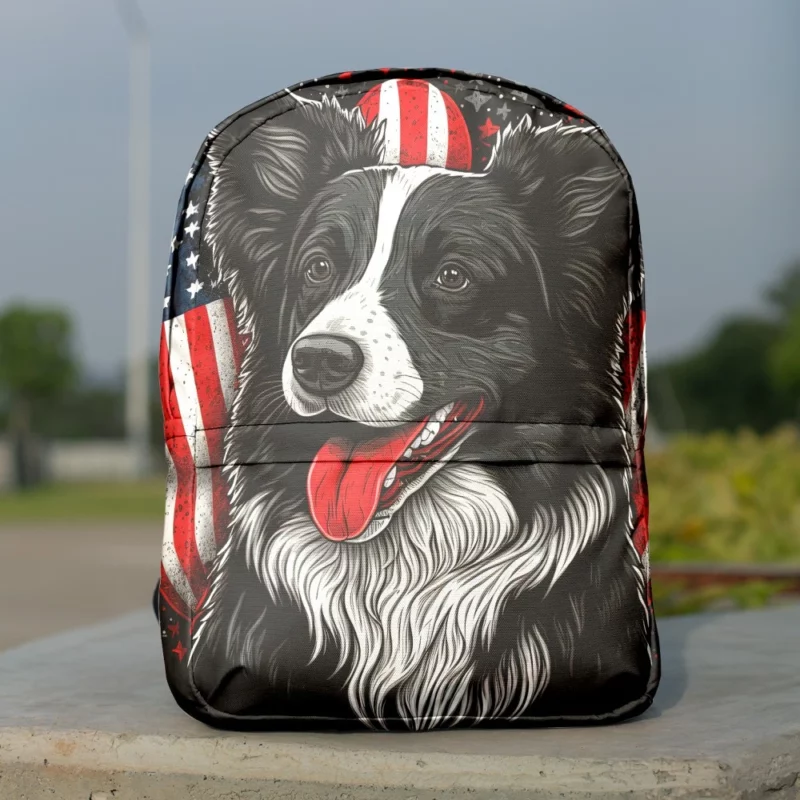 Gray Surface Border Collie Figurine Backpack