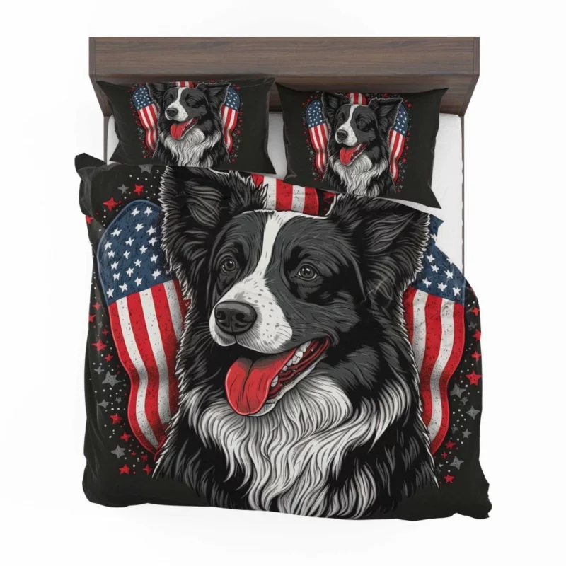 Gray Surface Border Collie Figurine Bedding Set 2