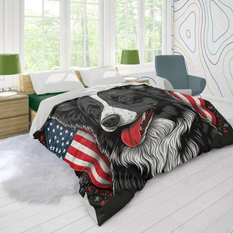 Gray Surface Border Collie Figurine Duvet Cover