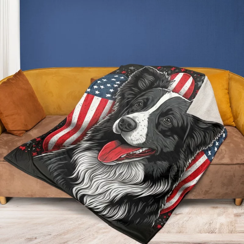 Gray Surface Border Collie Figurine Fleece Blanket 1