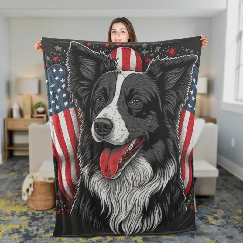 Gray Surface Border Collie Figurine Fleece Blanket 2