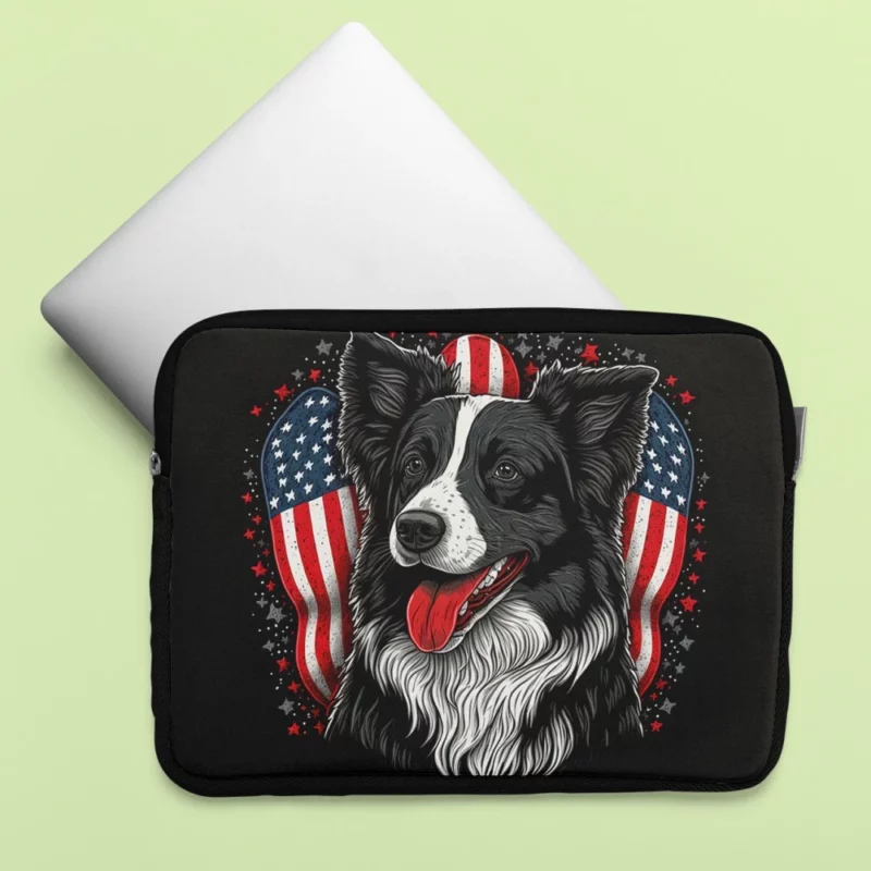 Gray Surface Border Collie Figurine Laptop Sleeve