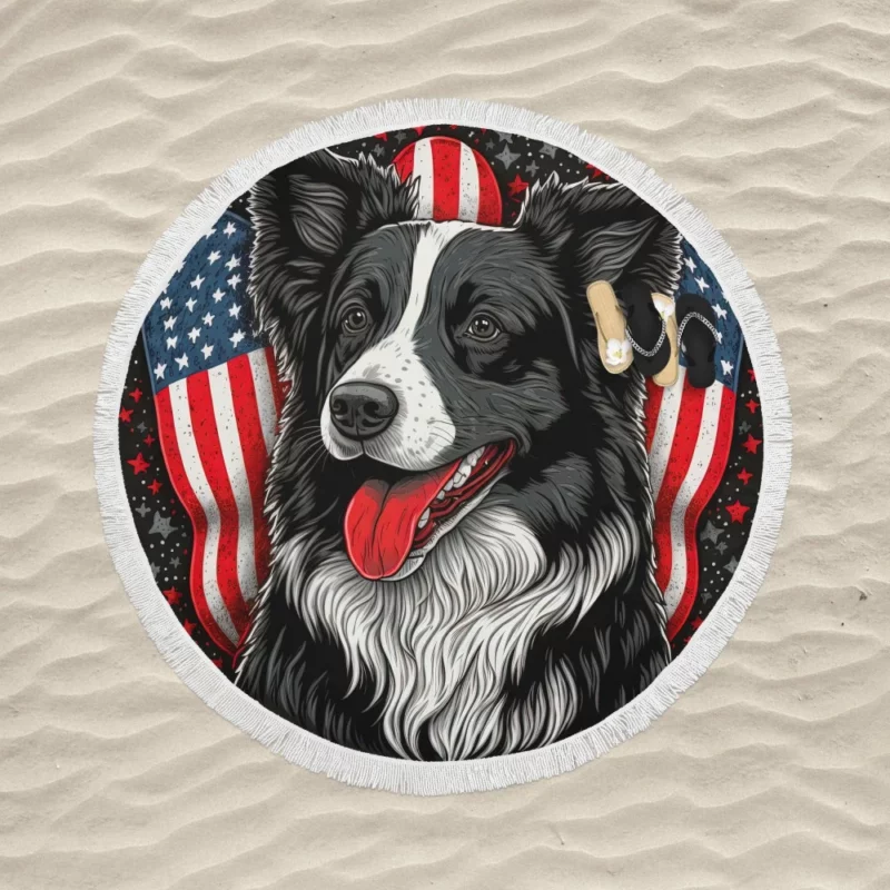 Gray Surface Border Collie Figurine Round Beach Towel