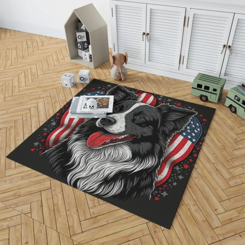 Gray Surface Border Collie Figurine Rug 1