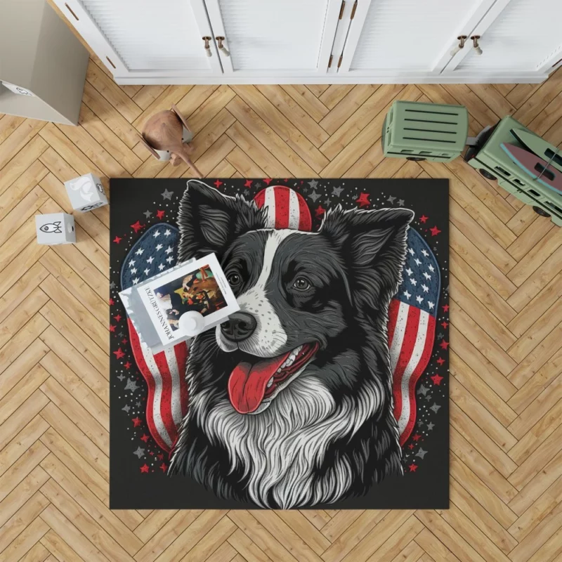 Gray Surface Border Collie Figurine Rug