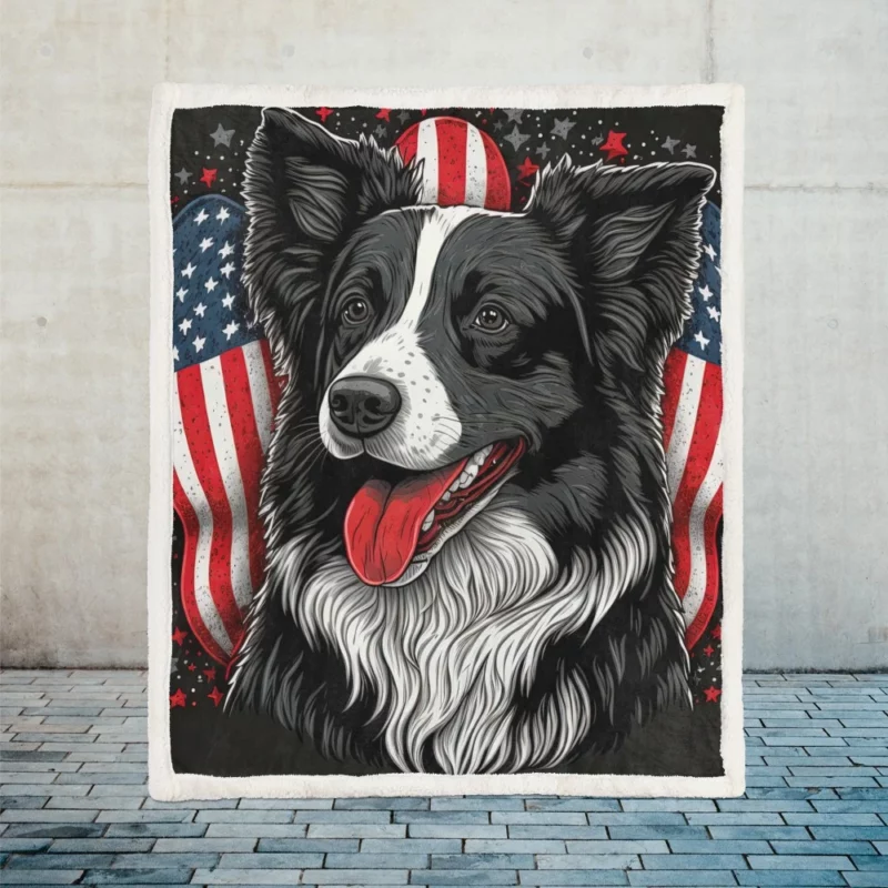 Gray Surface Border Collie Figurine Sherpa Fleece Blanket