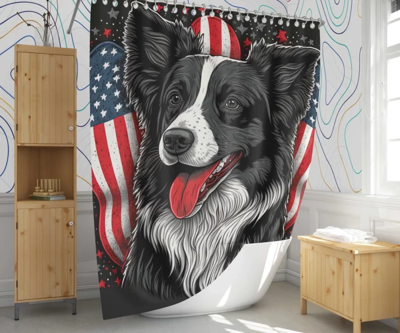 Gray Surface Border Collie Figurine Shower Curtain 1