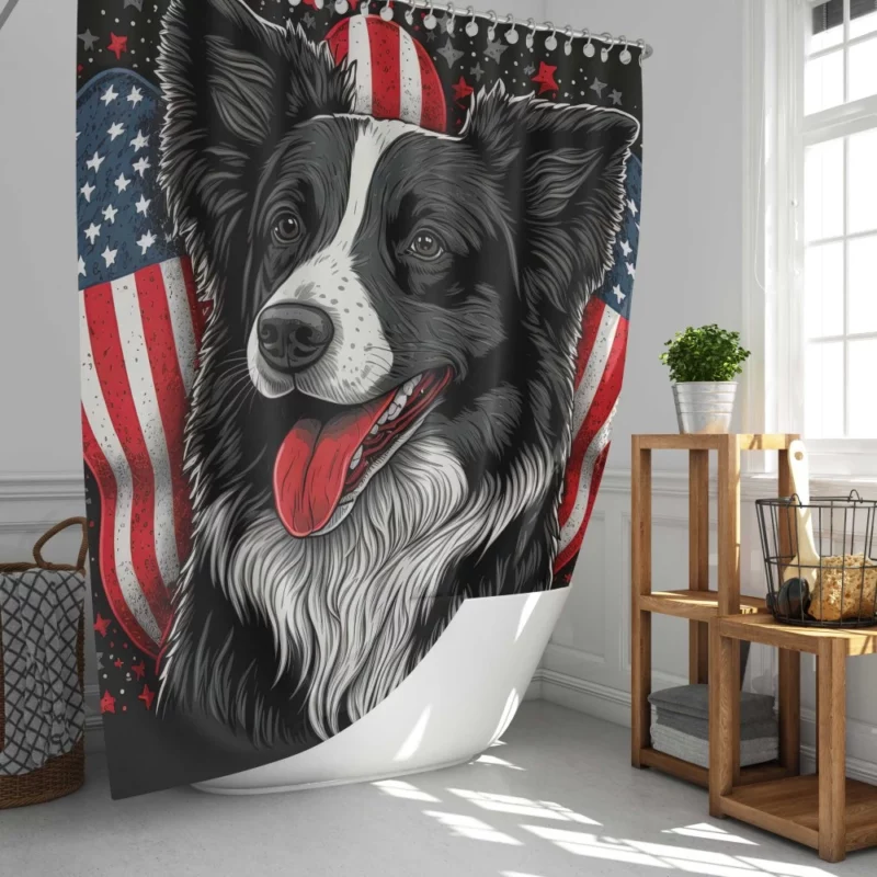 Gray Surface Border Collie Figurine Shower Curtain