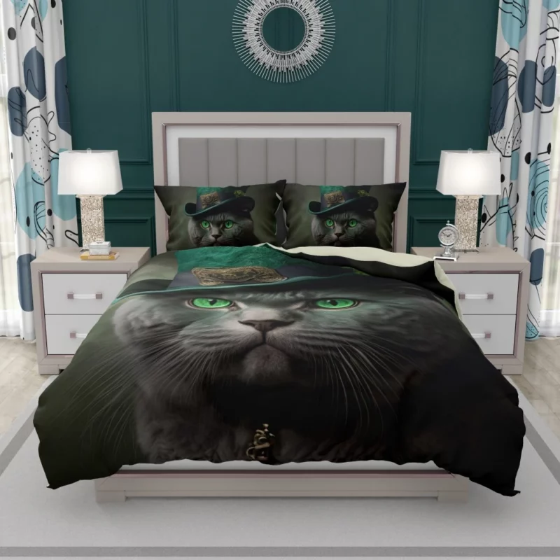 Green Hat Cat for St Patrick's Day Bedding Set 1