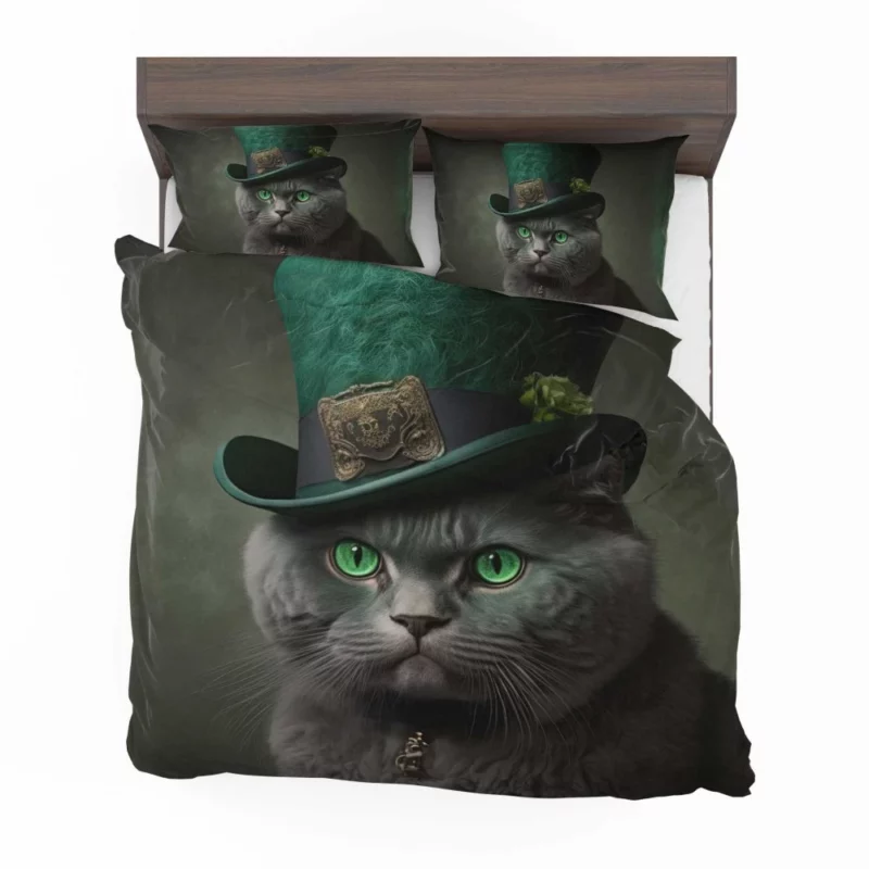 Green Hat Cat for St Patrick's Day Bedding Set 2